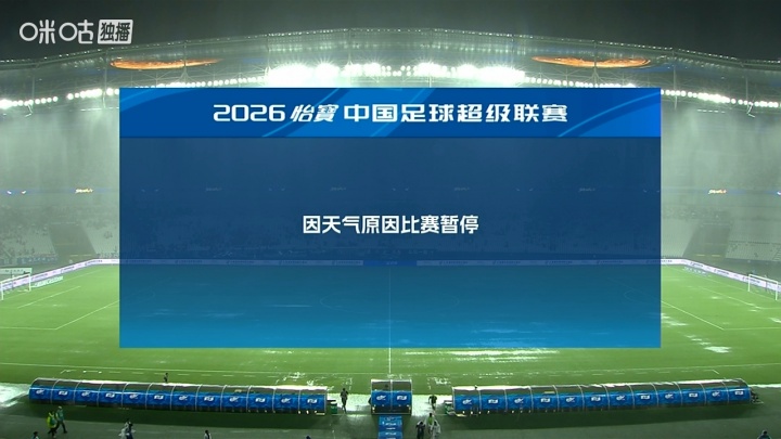 申花vs津门虎暴雨中断,第72分钟暂停