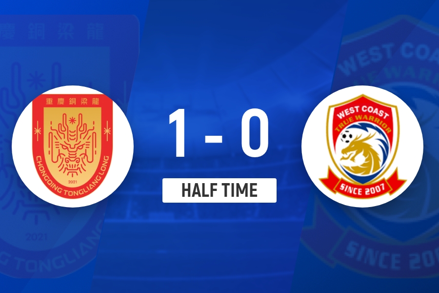 足协杯:重庆铜梁龙半场1-0领先十人青岛西海岸
