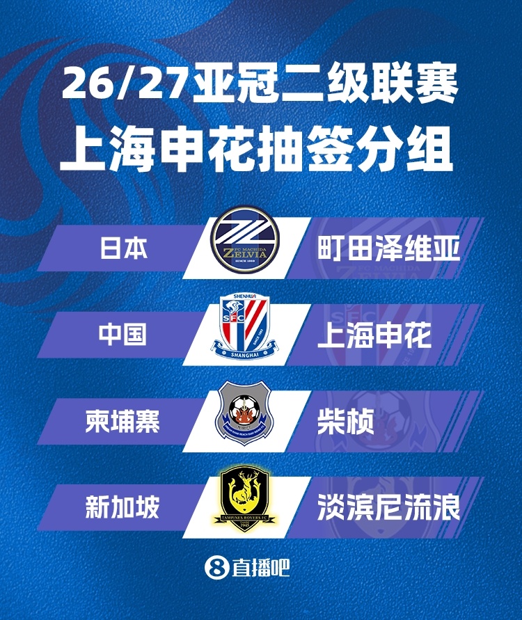 亚冠二抽签揭晓 申花出线形势明朗
